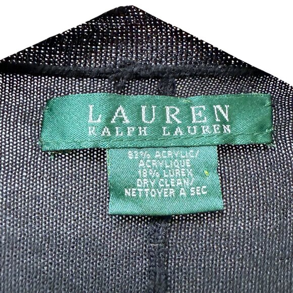 LAUREN Ralph Lauren Black Shawl Light Knit Metallic Border Evening Wrap - Picture 4 of 9